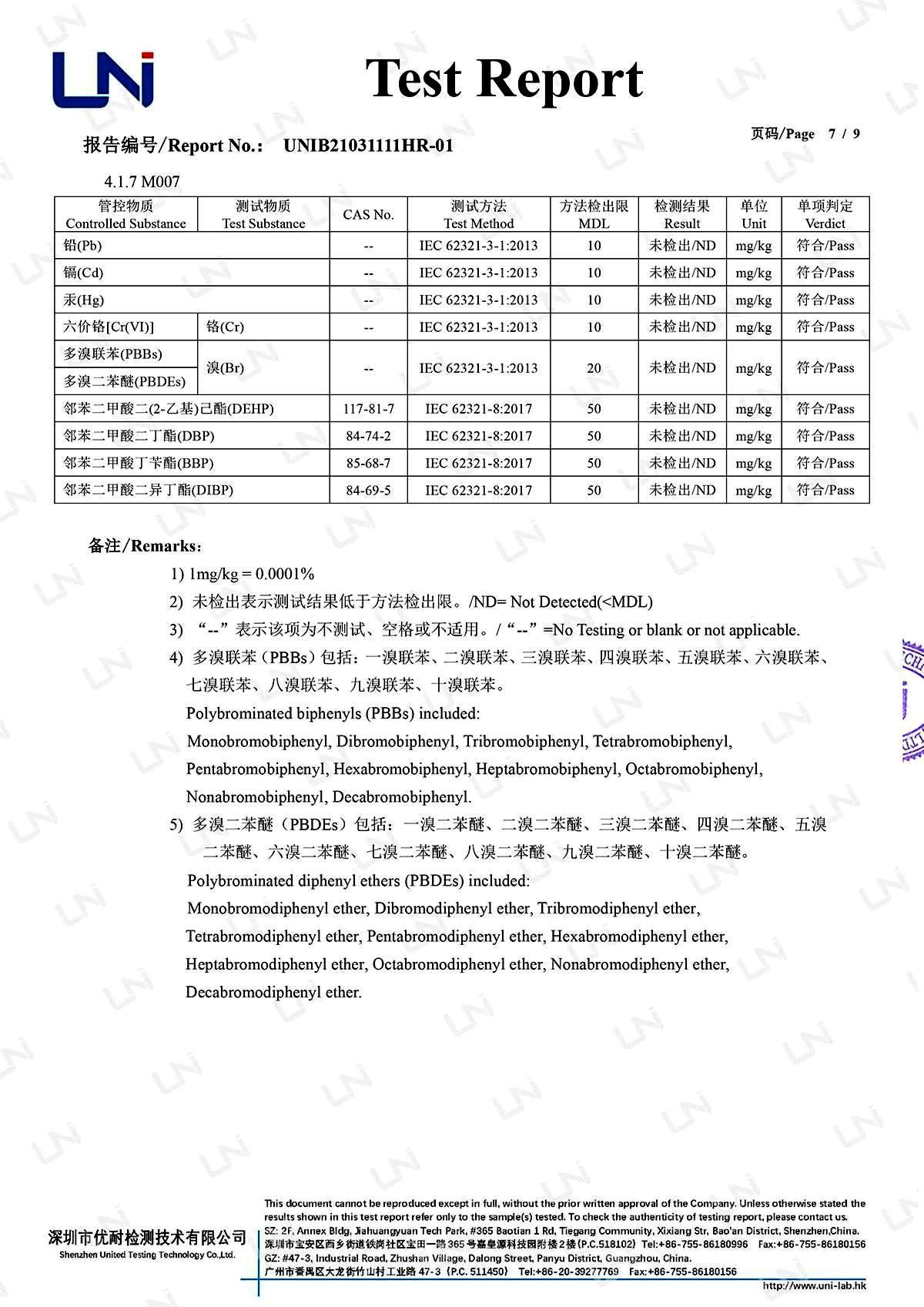 数码管-Rohs-中英文报告